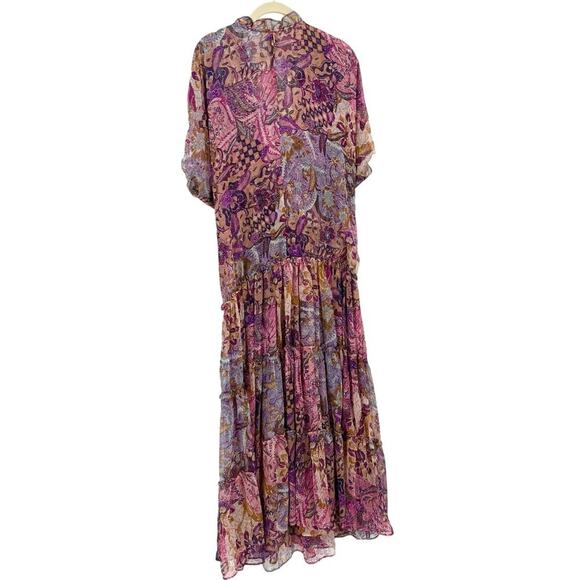 MISA Ilya Tiered Dress Short Flutter Sleeve Chiffon Augusta Batik Size Small NEW - Picture 11 of 13